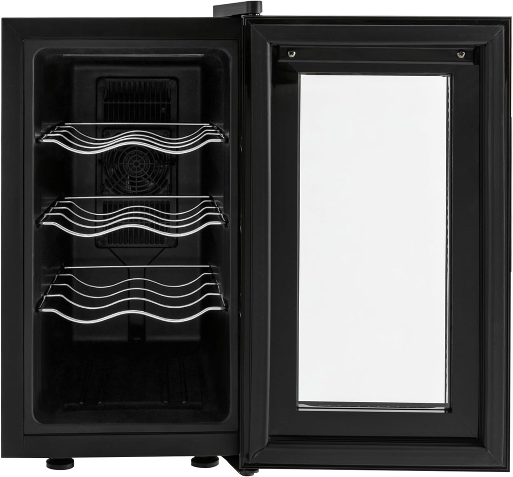 8 Bottle Wine Cooler Refrigerator Freestanding Wine Fridge Professional Wine Fridge Freestanding Wine Cellars Glass Door with Digital Temperature Control for Small Kitchen, Apartment, Condo, RV