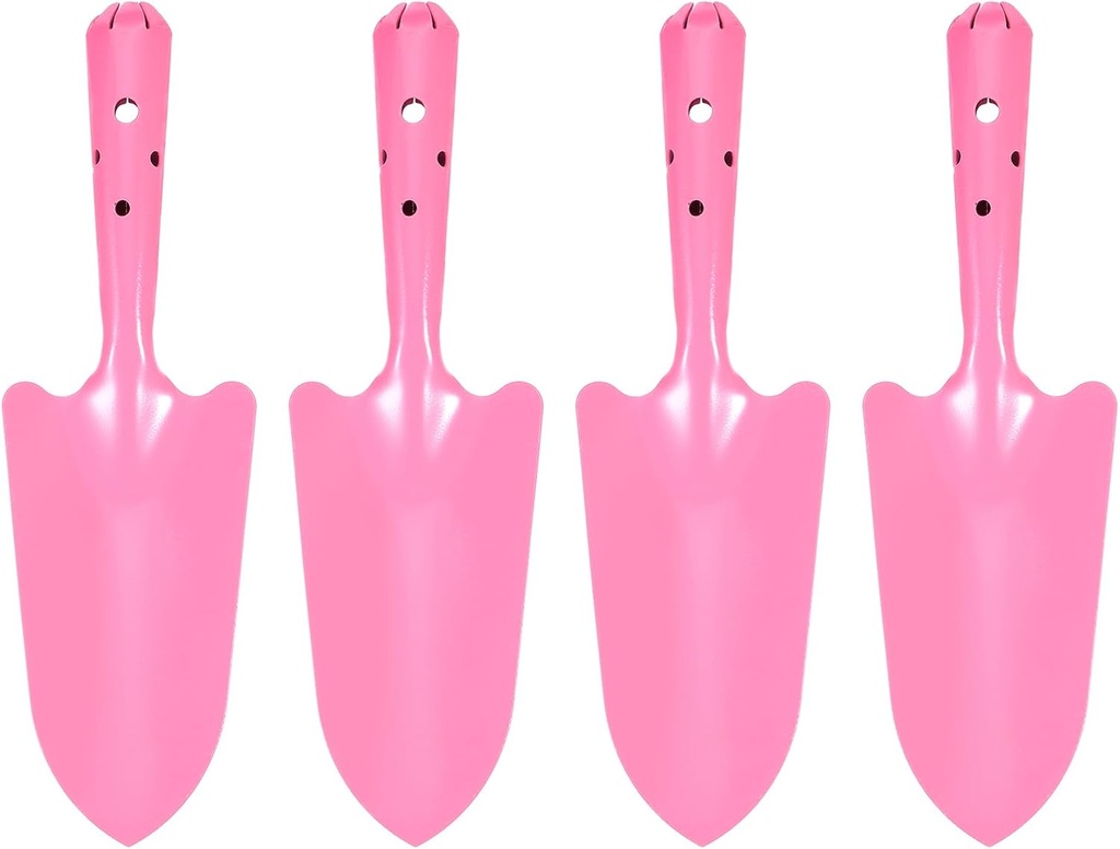 HARFINGTON 4pcs Mini Colorful Metal Hand Shovel 11" x 3" Digging Trowel Set Transplanting Garden Tools for Flower Soil Digging Planting Weeding Transplanting Garden, Pink