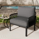 Merax Single Outdoor Club Chair with Cushion,Patio Furniture Conversation Seat Modern Style for Backyard