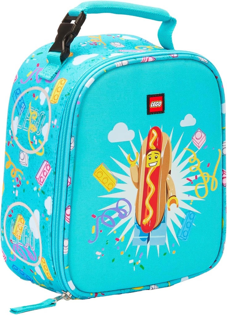 LEGO CHARACTER Lunch Box, Insulated Soft Reusable Lunch Bag Meal Container for Boys and Girls, Perfect for School or Travel, Meal Tote - HOT DOG GUY