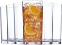 Classic Clear Plastic Reusable Drinking Glasses (Set of 6) 16oz Water Cups | BPA-Free Tumblers, Made in USA | Top-Rack Dishwasher Safe(Iced-Tea Tumblers)