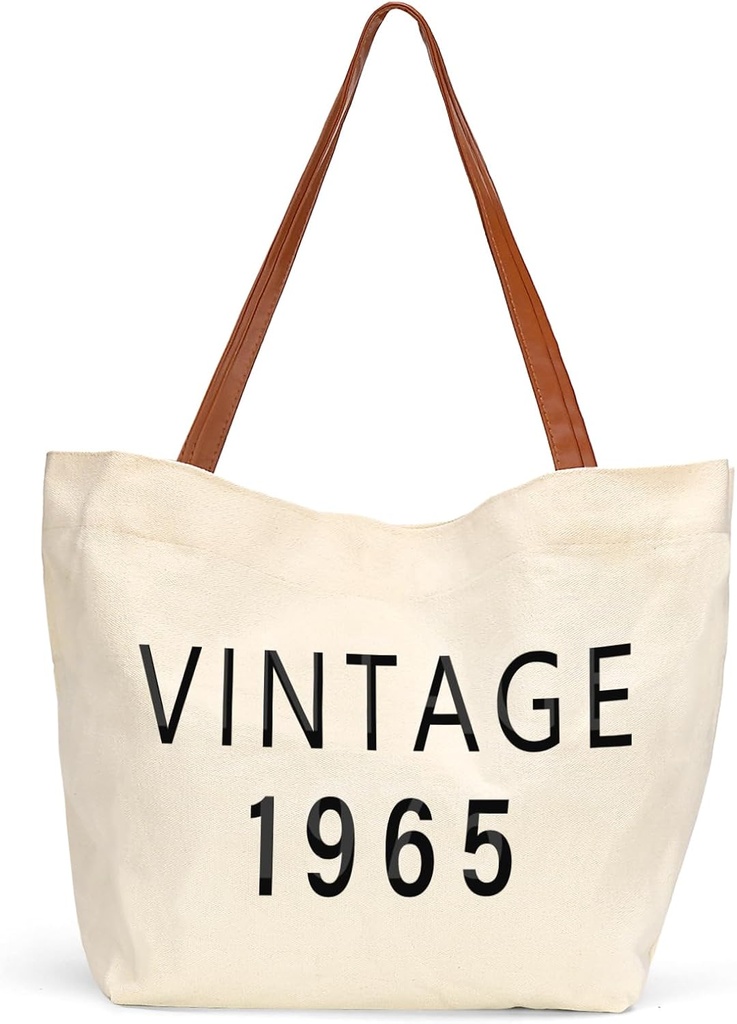60th Birthday Gifts for Women,Cool 60th Birthday Gifts,60 Year Old Gift for Women,Gift for 60 Year Old-Vintage 1965 Canvas Tote Bag for Mom, Wife, Sister, Friend