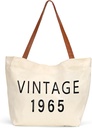 60th Birthday Gifts for Women,Cool 60th Birthday Gifts,60 Year Old Gift for Women,Gift for 60 Year Old-Vintage 1965 Canvas Tote Bag for Mom, Wife, Sister, Friend