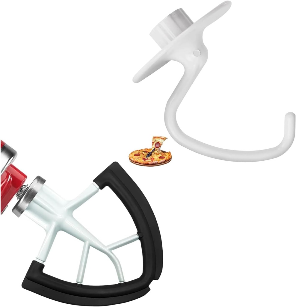 4.5/5 QT Flex Edge Beater & K45DH Coated Dough Hook for Kitchenaid Tilt-Head Stand Mixer
