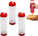 3 PCs 16oz Squeeze Bottles,Inverted Plastic Squeeze Bottles Condiment Squeeze Bottles for Sauces for Sauces Ketchup Sour Cream Self Sealing Syrup Dispenser for Restaurants(Red)