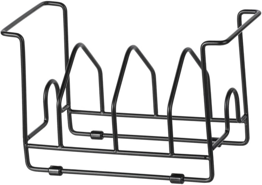 SECFOU Practical Multi-layer Pot Cover Holder and Dish Organizer Rack for Kitchen Countertop Space-saving Design for Plates Bowls and Utensils Black Iron