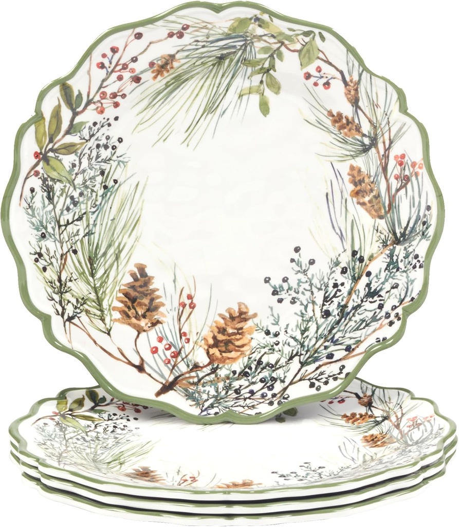 Certified International Winters Forest 11" Melamine Dinner Plates, Set of 4