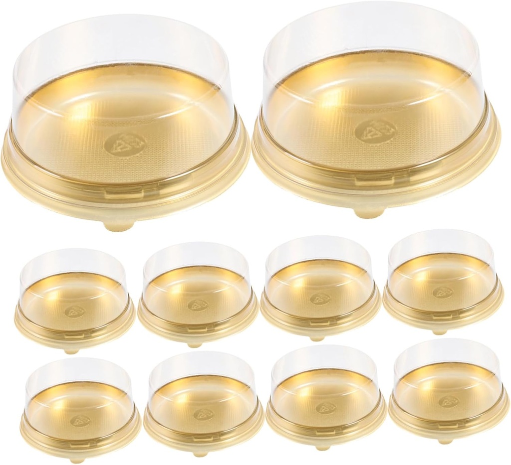 10pcs Round Cake Containers Lid Sturdy Cake Packing Holder for Small Desserts Lightweight and Compact Design