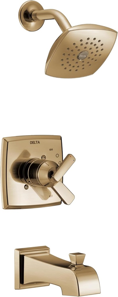 Delta Ashlyn 17 Series Dual-Function Bathtub and Shower Faucet Set, Gold 2-Handle Shower ValveTrim Kit, Champagne Bronze T17464-CZ (Valve Not Included)
