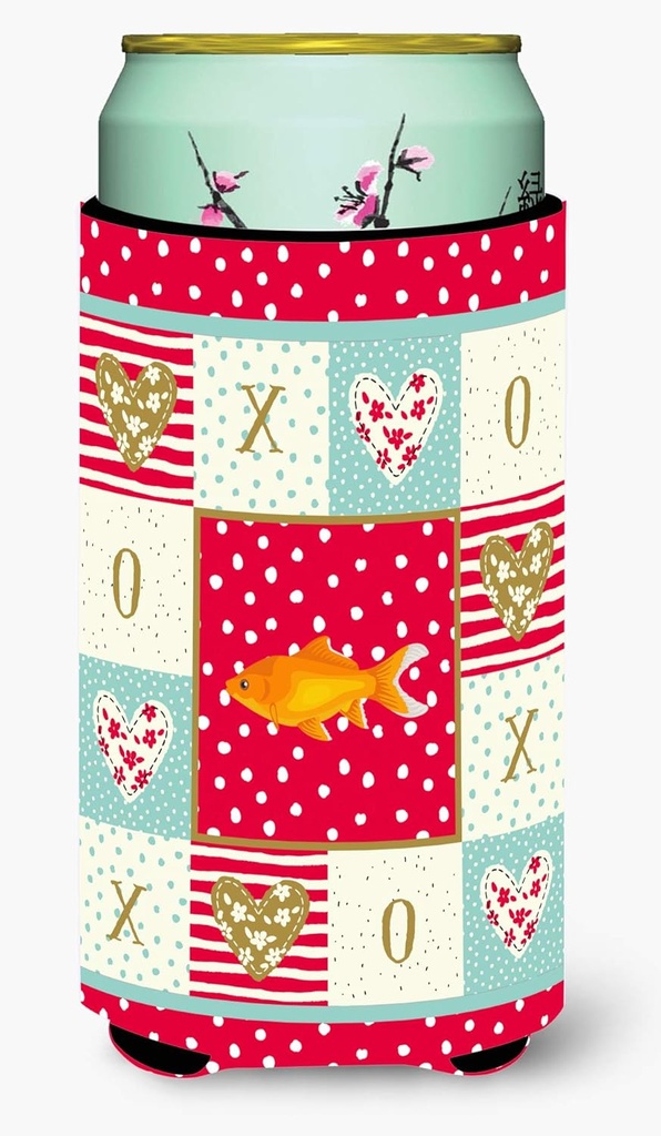 Caroline's Treasures CK5473TBC Goldfish Common Love Tall Boy Hugger, Red Can Cooler Sleeve Hugger Machine Washable Drink Sleeve Hugger Collapsible Insulator Beverage Insulated Holder