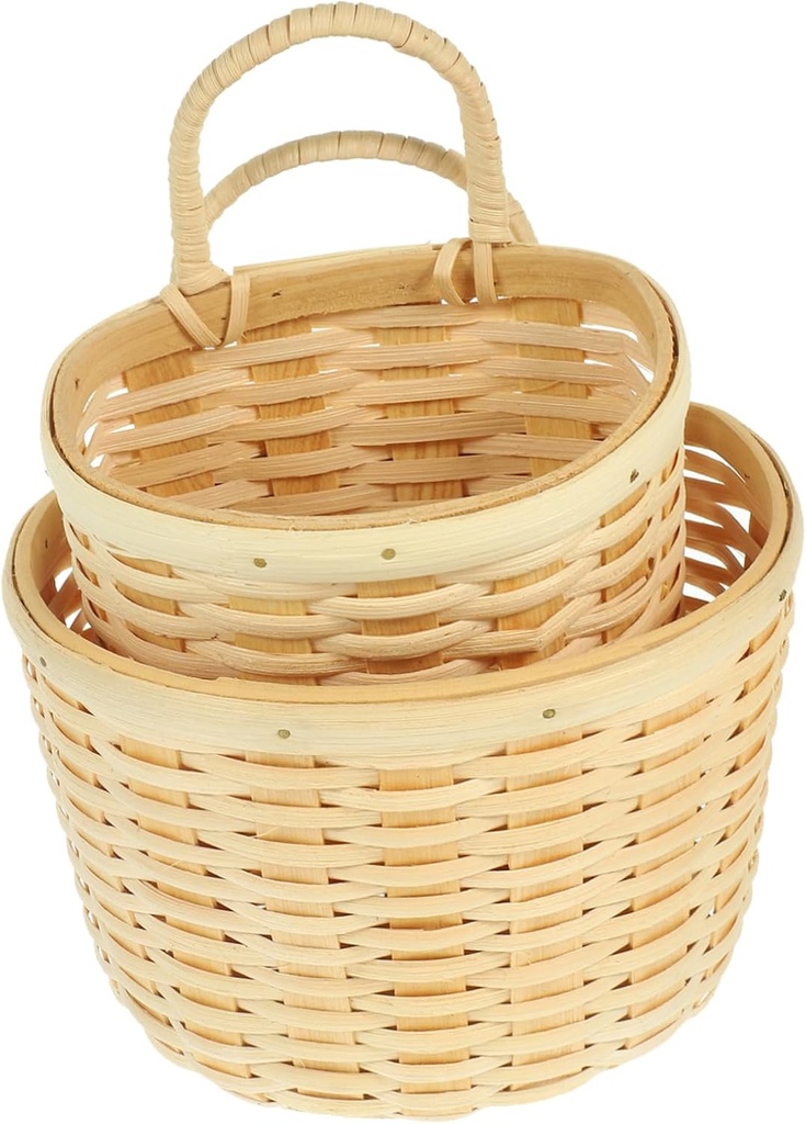 Alipis 1set Wall Hanging Storage Basket Woven Kitchen Vegetable Organizer for Fruits Herbs and Eggs Rustic Farmhouse Space-saving Wall Basket
