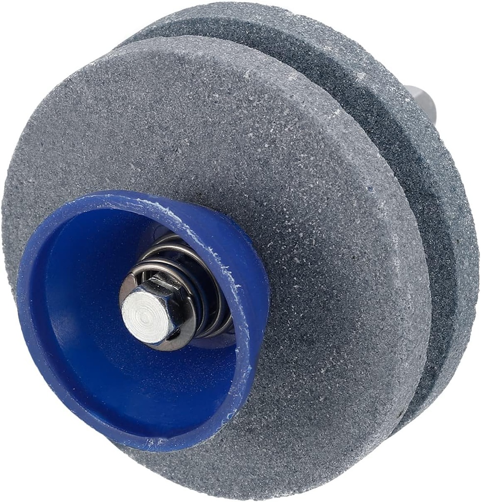 uxcell Lawn Mower Blade Sharpener, Universal Double Layer Corundum Mower Blade Grinder Stone Wheel for Power Drill Hand Drill, Gray
