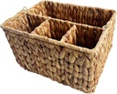 Divided Cutlery Holder Utensil Organizer Basket for Kitchen and Bathroom Storage with Handle for Spoons and Forks Practical Woven Design