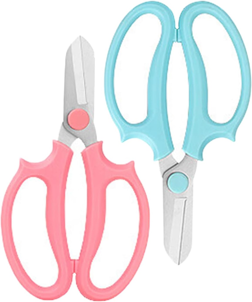 Flower Scissors - Stainless Steel Floral Scissors, Florist Cutters for Stems, Garden Plant Shears for Fresh Flowers (Blue, Pink) (2 PCS)