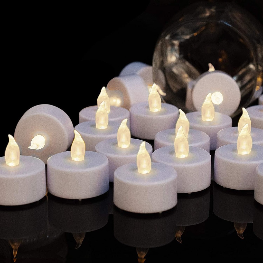 Tea Lights Flameless Battery Operated Candles-LED Flickering Votive Candle Long Lasting 200 Hours,24 Pack Realistic and Bright for Seasonal Festive Celebrations Decoration Warm White