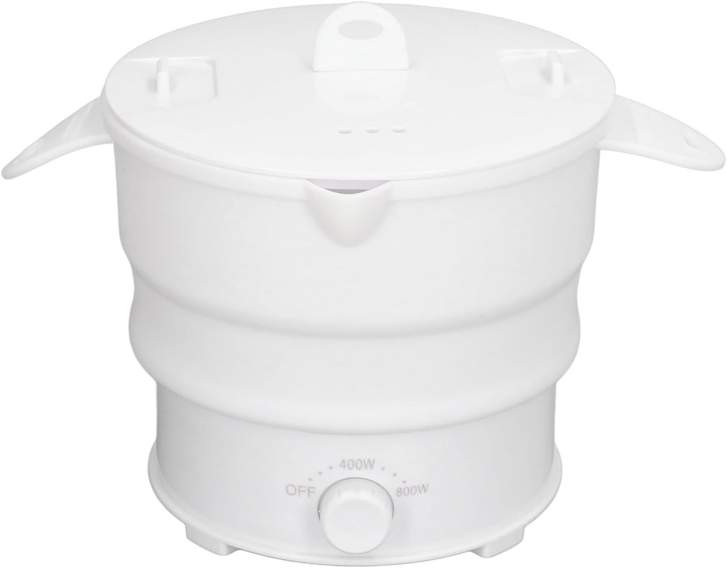 Travel Foldable Electric Pot, 1.2L Folding Electric Cooker Stainless Steel Base Wide Application with Steam Rack for Household (US Plug 110V)