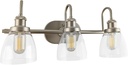 Lightdot Brushed Nickel Bathroom Light Fixture, 3 Light Bathroom Vanity Light with Clear Glass Shades, 60W Max/120V Modern Wall Lights for Mirror Kitchen Living Room, E26 Base-Silver, 18.6IN