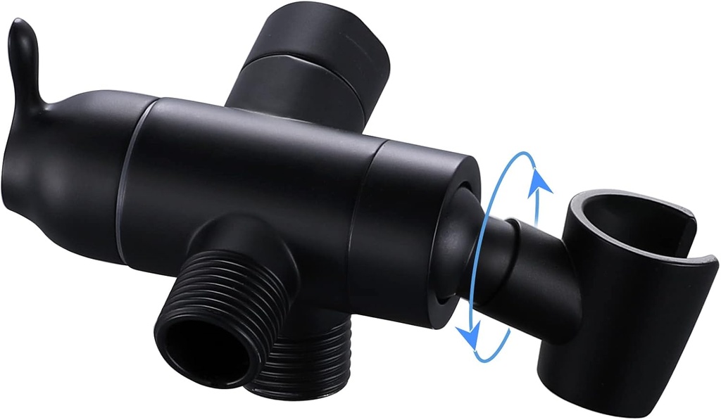 Shower Arm Diverter with Handshower Mount, G1/2 Brass 3 Way Shower Diverter Valve Bathroom Universal Shower System Replacement for Handheld Shower and Fixed Shower Head(Matte Black)