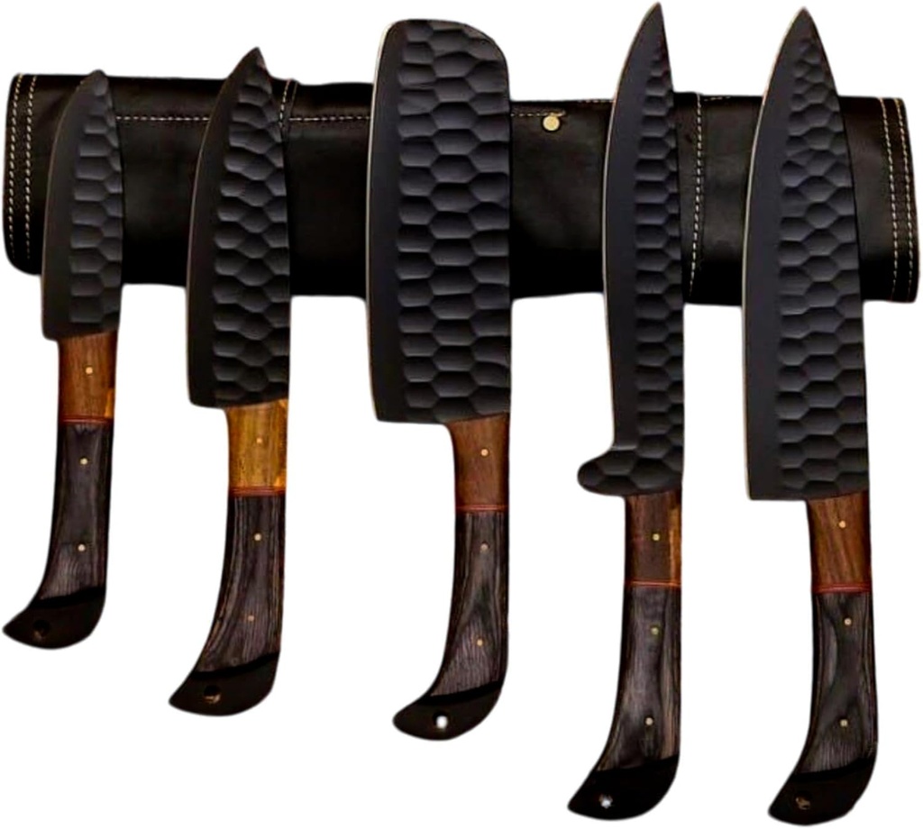 MDM Handmade Viking Knife Set, kitchen appliances, Viking Cutlery Set Viking knives Damascus Steel Kitchen Knife Set of 5pcs With sheath Chef knife set Chef Knives set Kitchen Gadgets