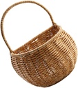 VICASKY Hand Woven Rattan Hanging Basket Large Storage Container for Kitchen Wall Rustic Decorative Organizer for Garlic Ginger and Sturdy Natural Material Storage
