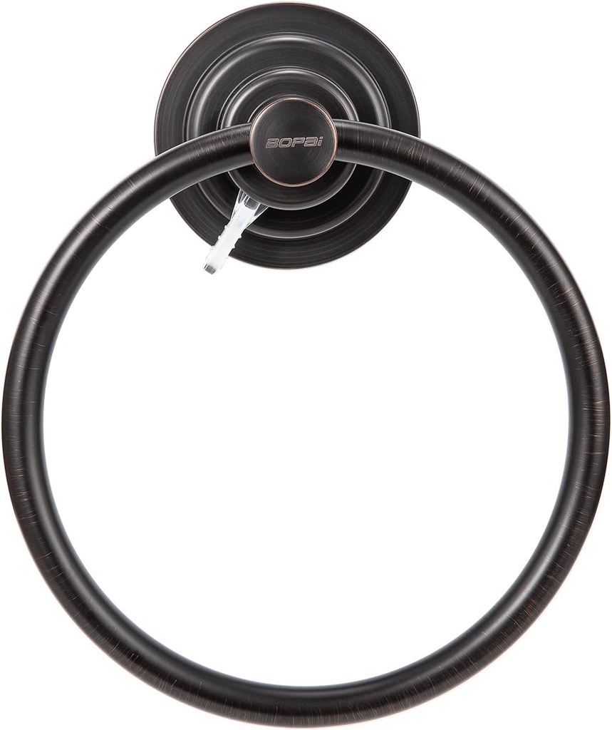 ORB No Dill Towel Ring, BOPai Vacuum Suction Cup Shower Washcloth Hand Towel Round Holder Bathroom