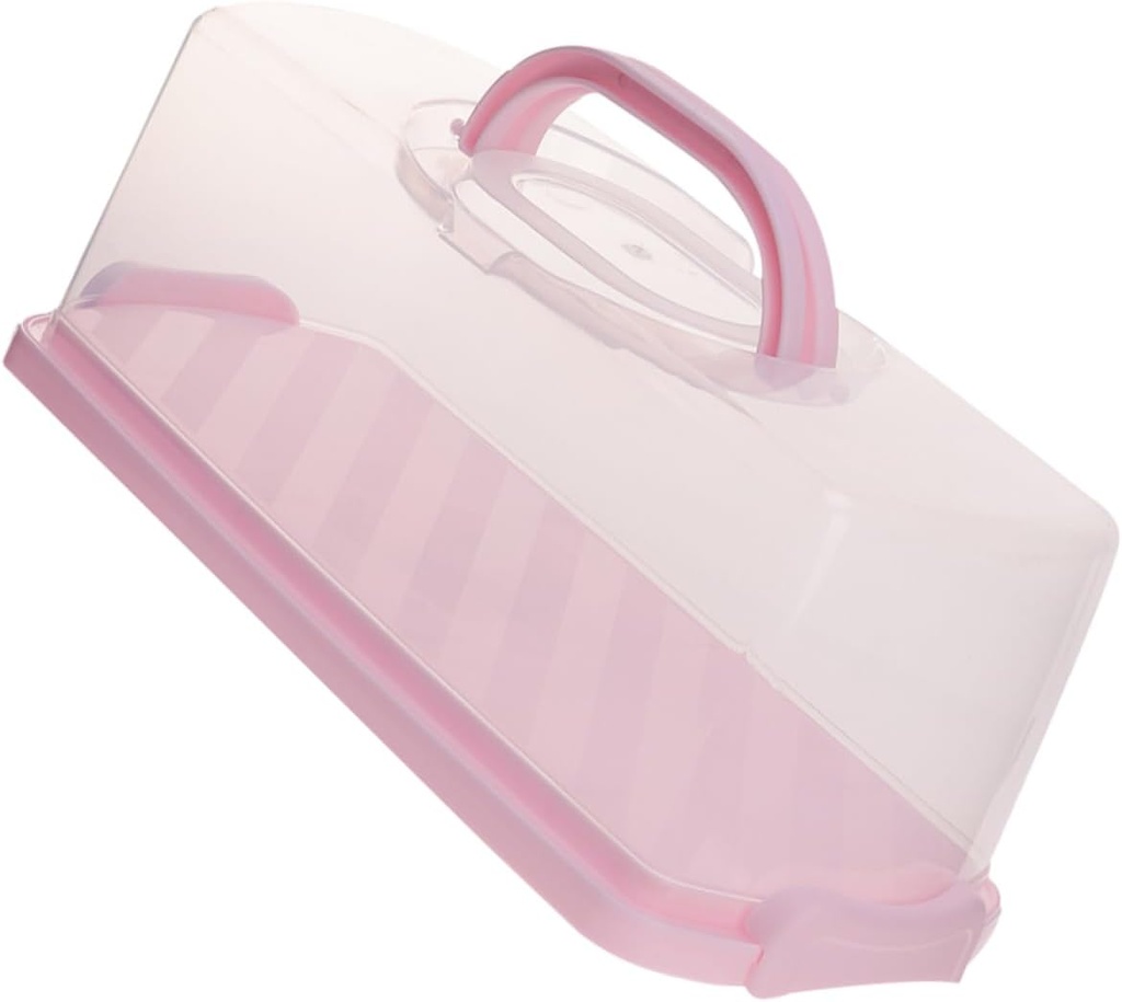 Portable Rectangular Bread Keeper with Lid and Handle Airtight Transparent Storage Box for Bread Cakes and Muffins for Home and Outdoor Use