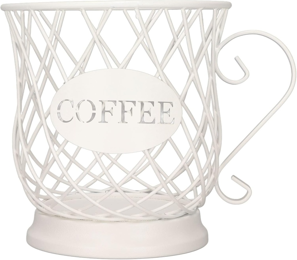 Coffee Pod Storage Basket Iron Coffee Pod Holder Organizer Large Capacity Coffee Capsule Storage Basket for Home Office Cafes Accessories, Black(White)