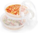 Lawei 2 Pack 12 Inch Food Storage Container with Lid and Handle, 2 Compartments Plastic Pie Carrier Pizza Slice Storage Containers, Reusable Round Pie Keeper Holder for Cake Cheesecake Tortilla