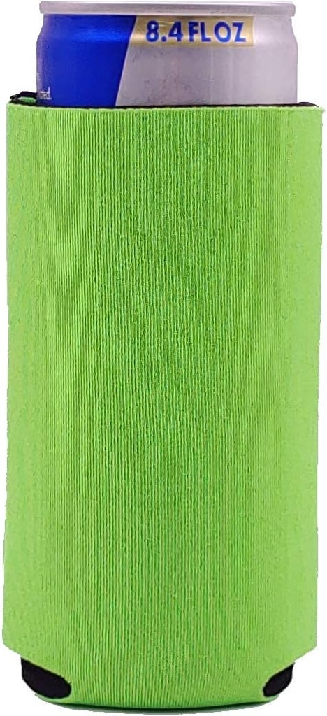 Blank 8.4 oz. Neoprene Collapsible Mini Slim Coolie (1, Bright Green)