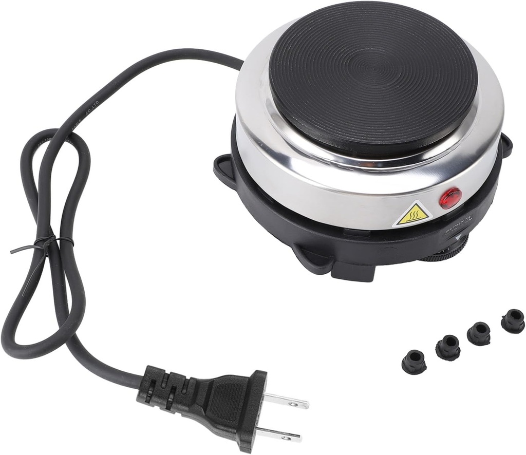 Small Electric Hot Plate Stainless Steel 6 Speed Temperature Adjustable Electric Tea Pot Burner for (US Plug 110V)