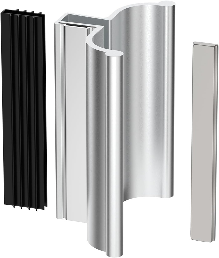 3-3/4" Bright Chrome Frameless Shower Door Handle with Metal Strike and 3" Magnet,Shower Doors Magnetic Latch Kit Fits Glass Door Thickness 1/8", 5/32", 3/16" and 1/4",Shower Door Replacement Parts