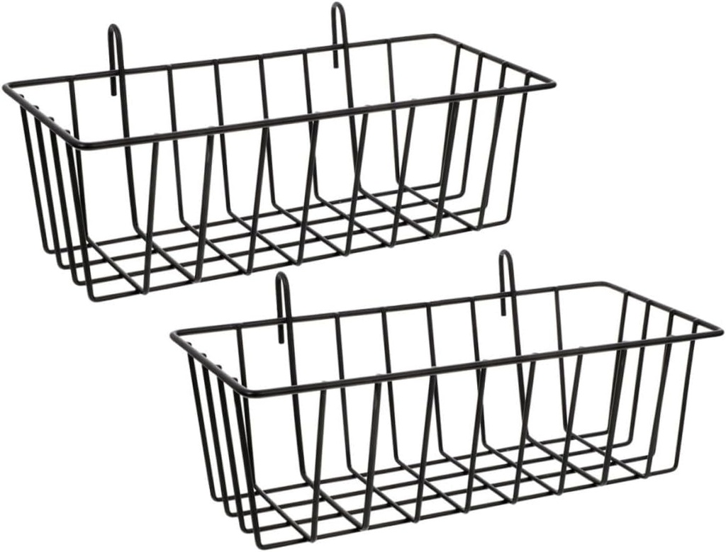 2Pcs Hanging Wire Basket Multi Function Wall Storage Rack for Bathroom Kitchen Water Resistant Organizer Sturdy Design Nail