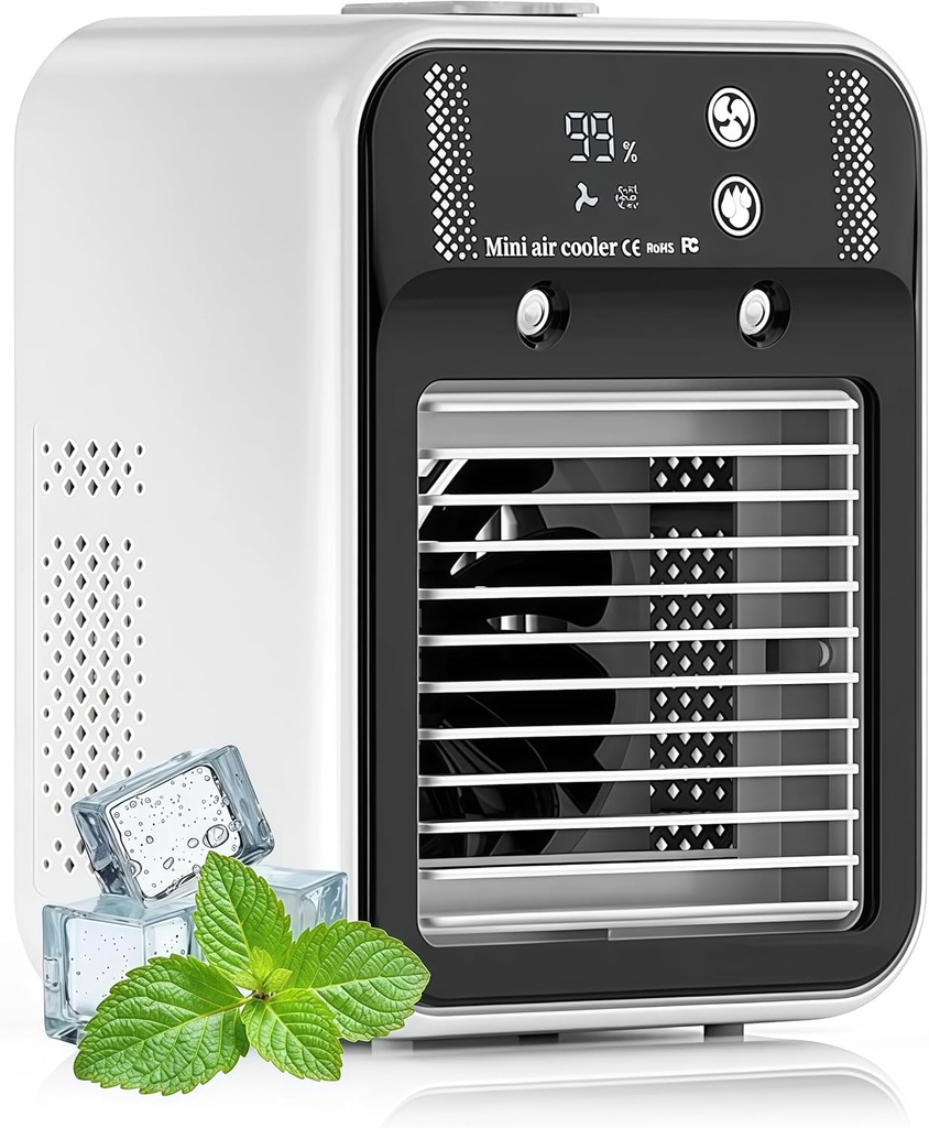 2025 Upgraded Glacier Breeze Ac, Glacier Breeze Portable Ac, Portable Air Conditioner, 2/4h Timer 3speeds, Ultra-Quiet, Intelligent Digital Display, for Home, Bedroom, Office, and Outdoor