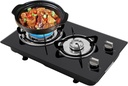 Tempered Glass 2 Burner Gas Cooktop, Gas Stove, Adjustable Firepower Propane Cooktop for Home Kitchens, Restaurants