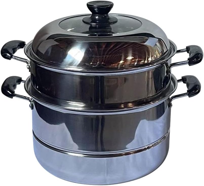 2-Tier Stainless Steel Food Steamer,Dumpling Steamer,Vegetable Steamer (26 cm/10.2")