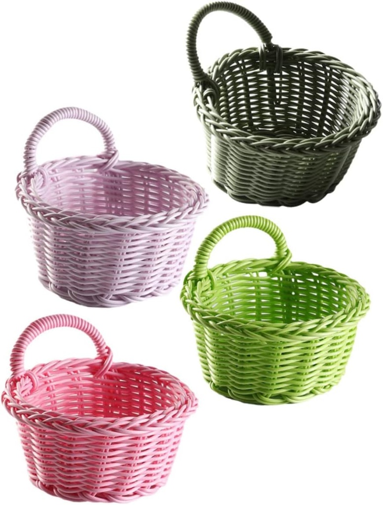 Zerodeko 4pcs Hanging Woven Basket Rustic Style Wall-mounted Storage for Kitchen Fruits Vegetables and Decorative Flowers Versatile Easter and Home Organizer
