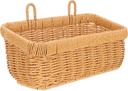 Large Retro Wall Hanging Basket for Kitchen Storage Woven Imitation Rattan Organizer with Handle Lightweight Hanging Basket for Garlic Ginger Fruits and Vegetables Suitable for