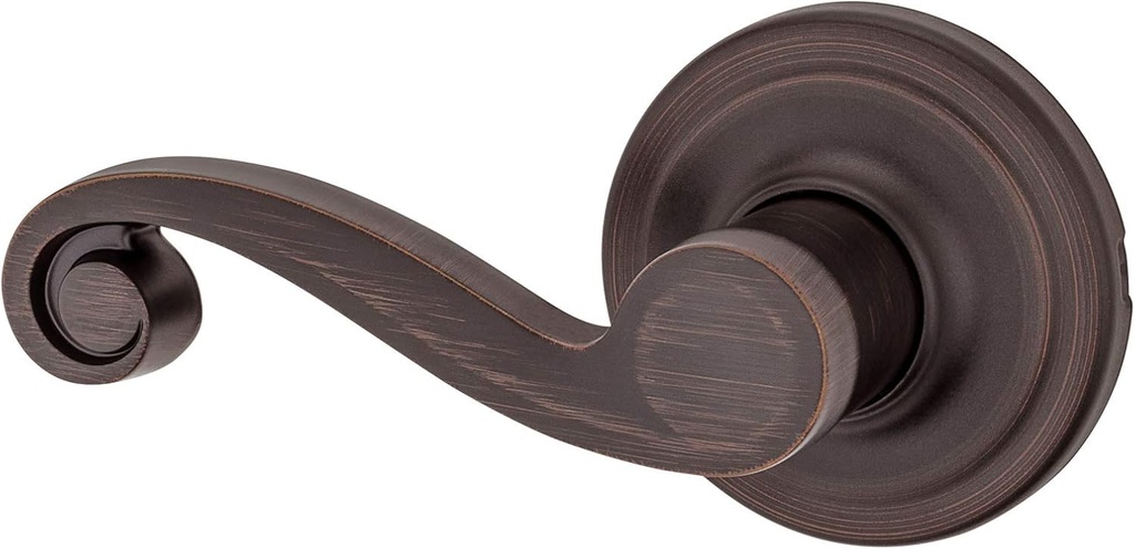 Kwikset Lido Dummy Door Handle, Single Sided Lever for Closets, French Double Doors, and Pantry, Venetian Bronze Non-Turning Left Handed Interior Push/Pull Lever, with Microban Protection