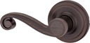 Kwikset Lido Dummy Door Handle, Single Sided Lever for Closets, French Double Doors, and Pantry, Venetian Bronze Non-Turning Left Handed Interior Push/Pull Lever, with Microban Protection