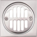 Westbrass R313-26 Square Brass Shower Tile with Round Strainer Grid Drain Cover and Crown Ring, Polished Chrome