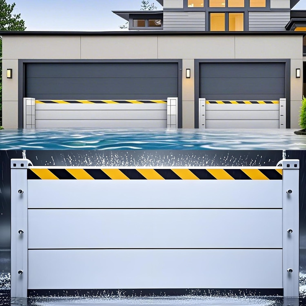 Dam Easy Flood Barriers for Home - Aluminum Alloy Garage Door Water Barrier Vertical Detachable Reusabl Hurricane Supplies,H15.7Inch X 4FT