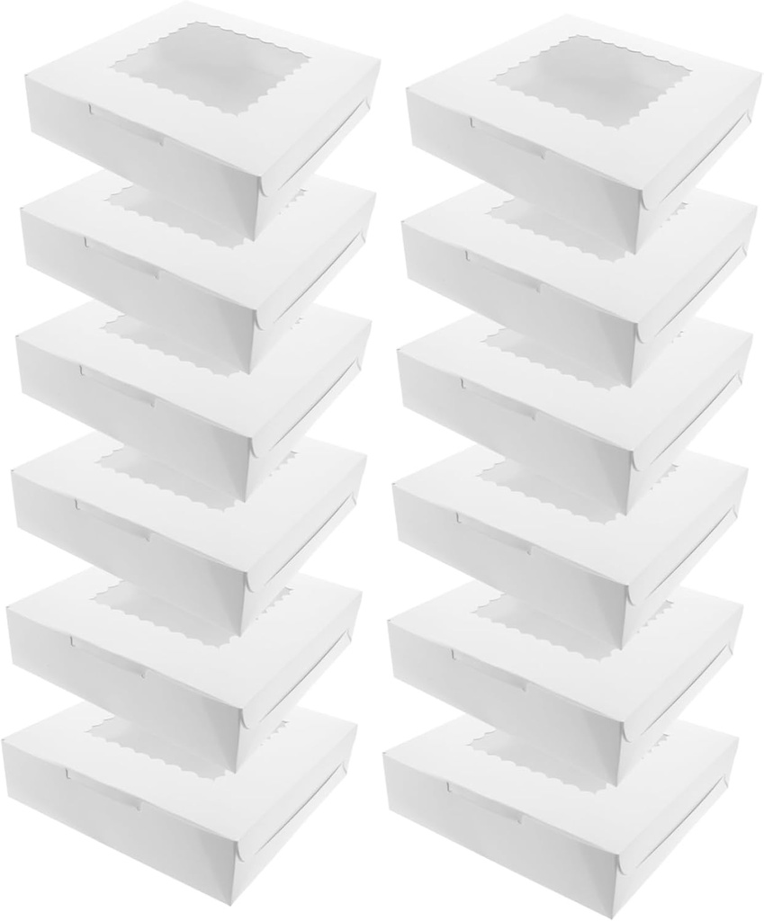 Alipis 10x10x5 Inches Paper Cake Boxes Window 12 Pack Small Cake Packaging Cupcake Storage Candy Cases Wedding Decor Boxes