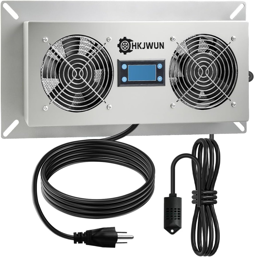 220 CFM Airflow Crawl Space Ventilation Fan with Humidity Controllers and Thermostats, Stainless Steel Vent Fan for Basement Garage Attic Hydroponics Grow Tents and Other Underground Spaces