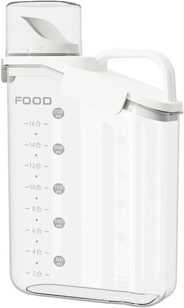 Airtight Rice Storage Container with Measuring Cup, 3 to 5 lbs Cereal Dry Food Containers Dispenser, Pet Dog Cat Food Container Box, BPA Free Clear Plastic Containers