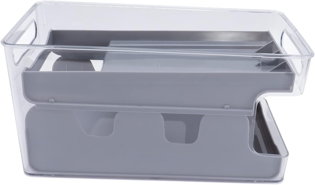 2 Tier Soda Can Rack, Beverage Can Can Storage Holder PP PET Soda Can Organizer Holder for Pantry Refrigerator Holds Food Soup Can (Gray)