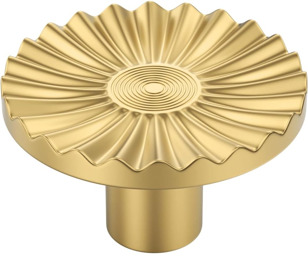 Haliwu 12 Pack Gold Half Moon Cabinet Knobs, Circular Kitchen Handles Single Hole Spacing Dresser and Drawer Pulls