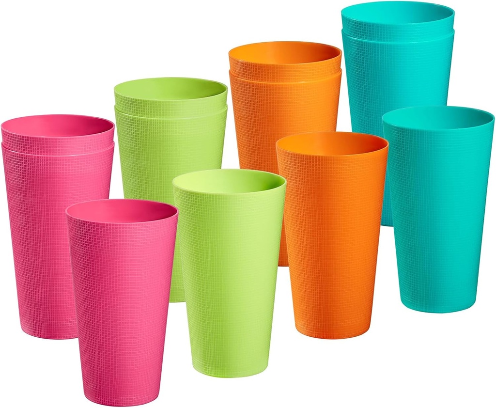 Plastic Tumblers 35-ounce Large Cups Reusable Drinking Glasses set of 12-Multicolor Unbreakable Drinkware, BPA-free, Microwave Safe