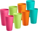 Plastic Tumblers 35-ounce Large Cups Reusable Drinking Glasses set of 12-Multicolor Unbreakable Drinkware, BPA-free, Microwave Safe