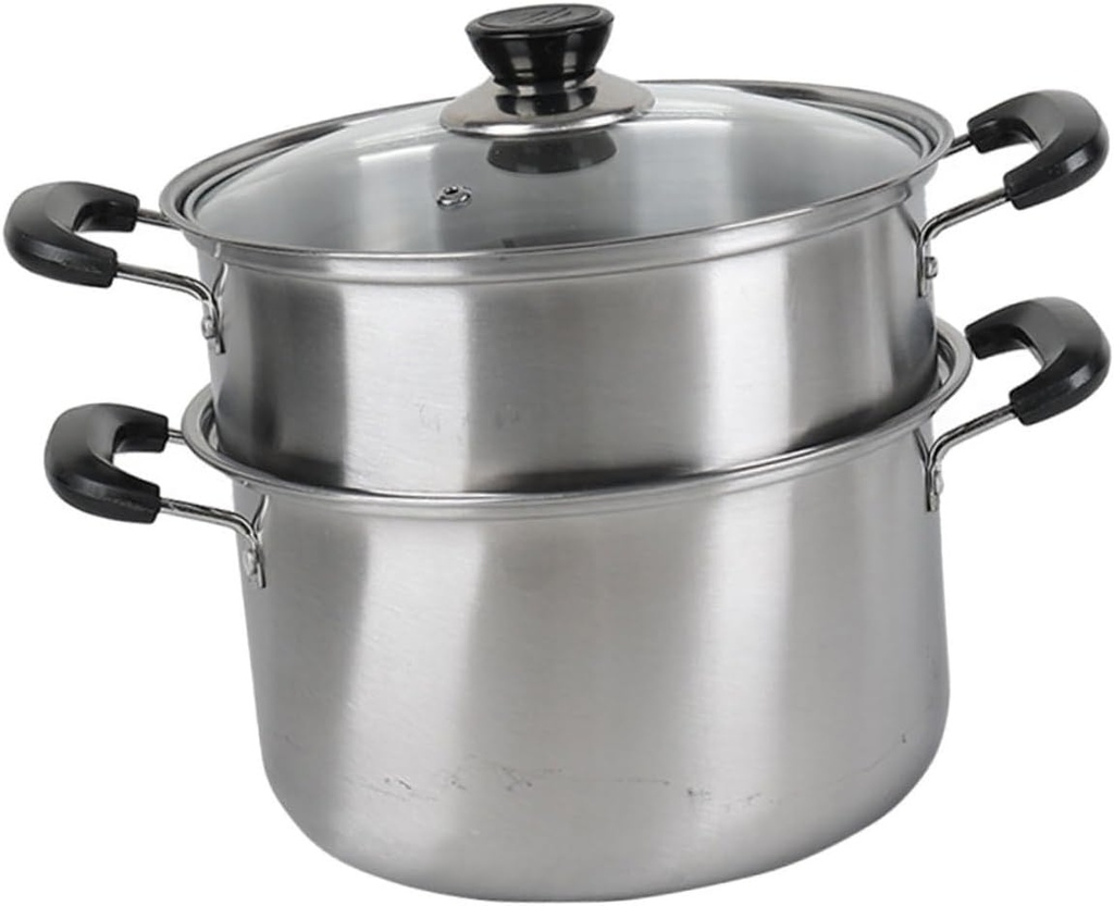 Alipis 1set Stainless Steel Steamer Pot Ergonomic Handles for Cooking Food Steaming and Soup Preparation Kitchen Cookware for Home Use