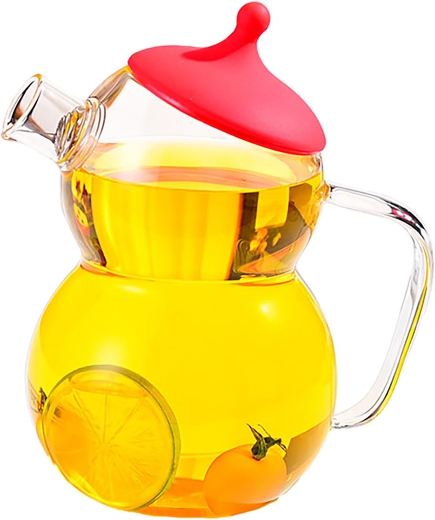 Glass Tea Kettle Teapot with Lid, 1200 ML Cold Water Bottle Container Juice Jar Iced Tea Pitcher for Fridge, Water Pitcherfor Farmhouse Restaurant Decor (B)